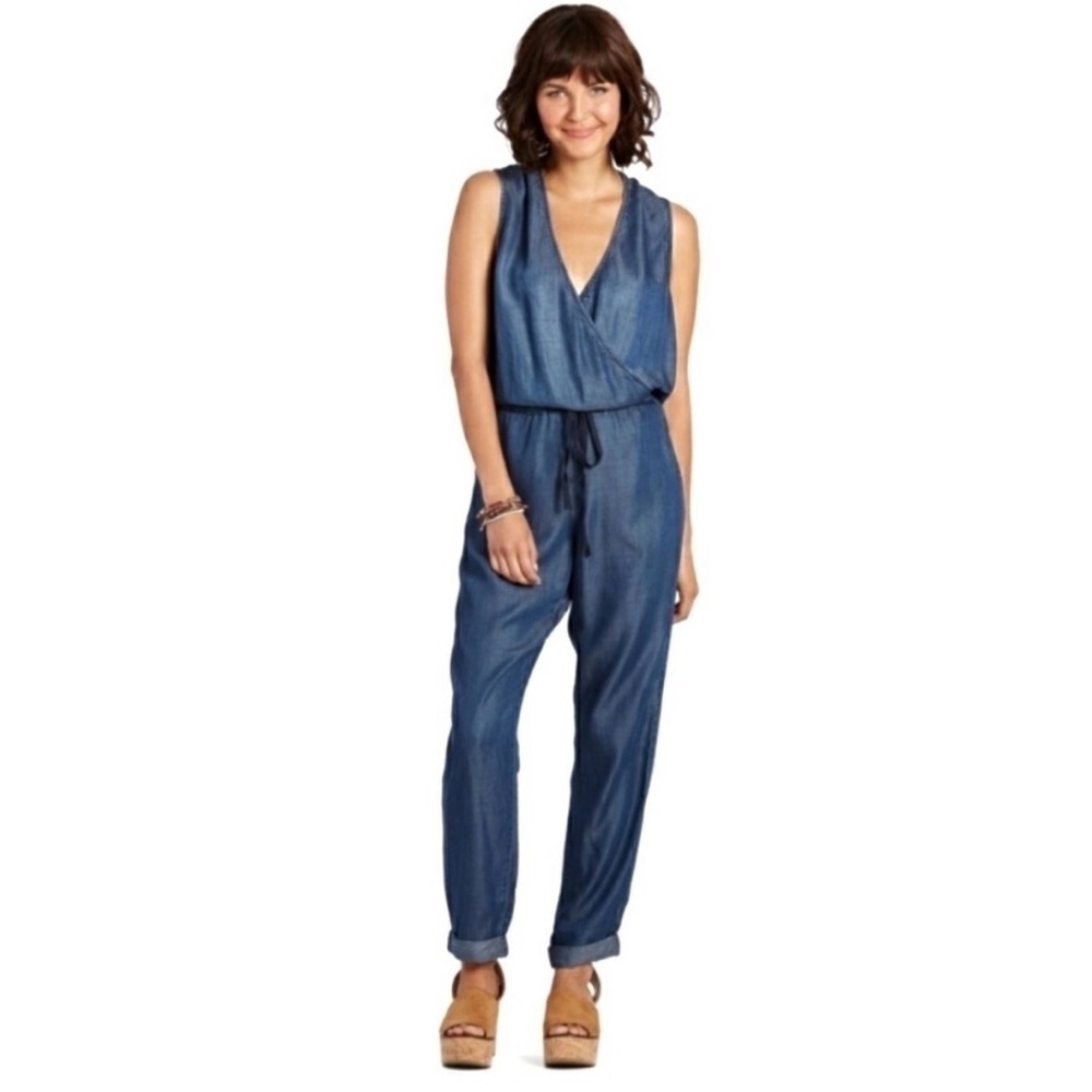 Lovestitch Chambray Blue Wrap Jumpsuit